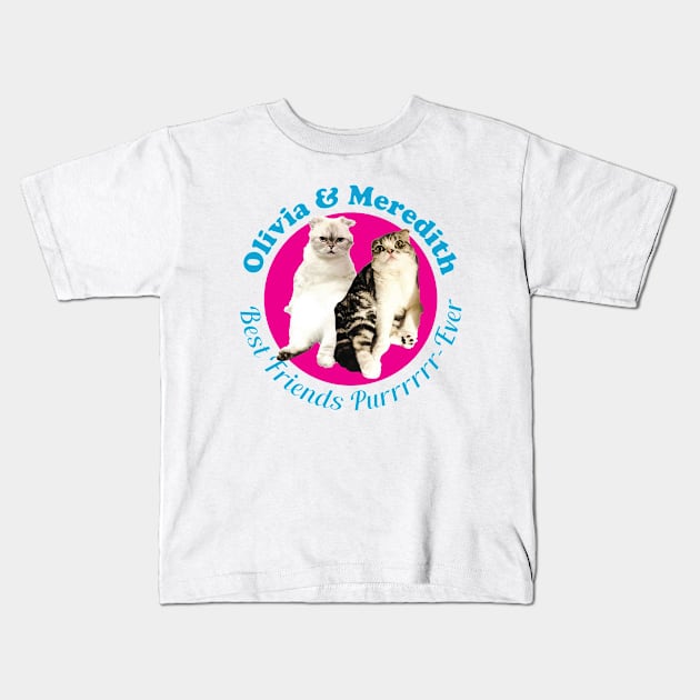 Olivia & Meredith Best Friends Purrrever Kids T-Shirt by martinclemmons